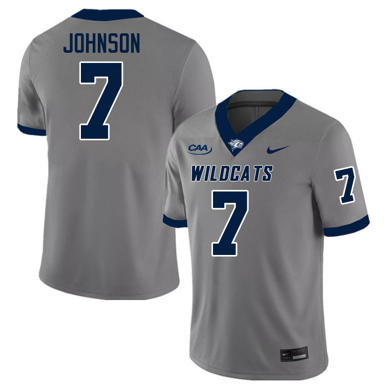 New Hampshire Wildcats #7 D.J. Johnson College Football Jerseys,Uniforms-Grey